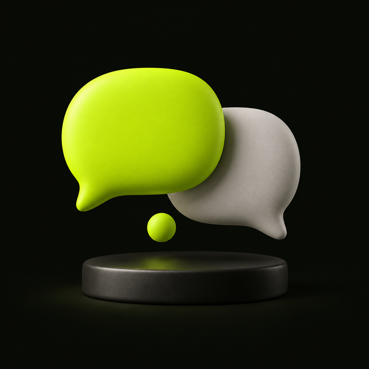 Lime and grey sculptural conversation bubbles